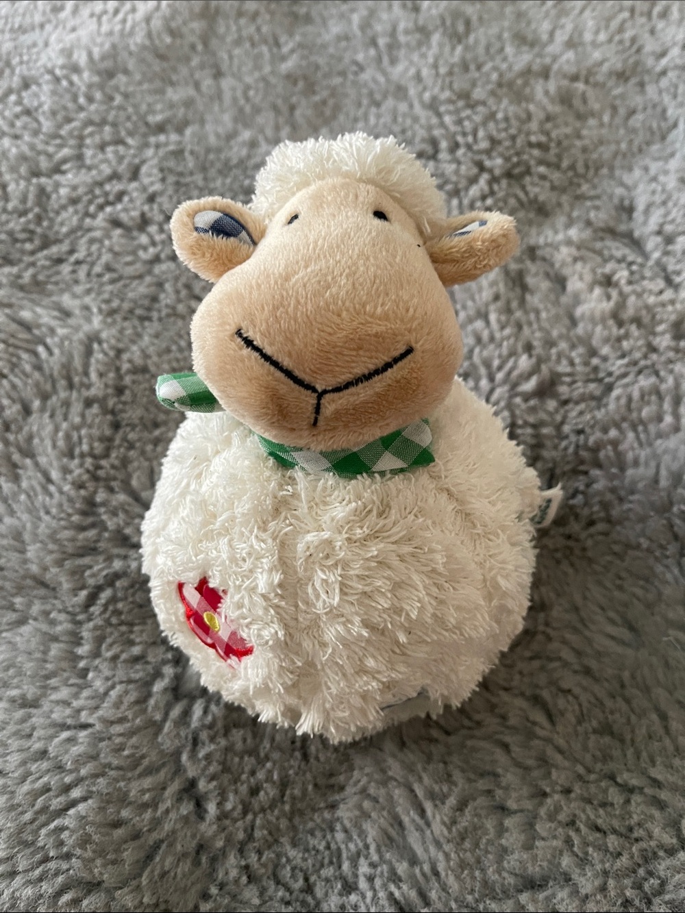 JellyCat Jellykitten Farm Dale Sheep Chime Plush White Sheep Toy Check Scarf